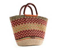 GIOSEPPO PANGANI - Bolso Tipo Capazo para Mujer, Material Vegetal, Cierre con Cordón Ajustable, Asa Corta y Larga Extraíble, Forro de Poliéster, Color Coral