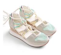 Gioseppo RONGAI - Sandalias Deportivas Abiertas con Piel Serraje, Rejilla y Cuña Forrada Estilo Yute, Detalles Metalizados, Planta Acolchada, Altura Cuña 5,5 cm, Color Off-White, Talla 40