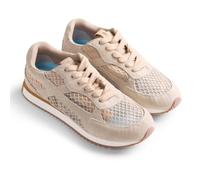 Gioseppo Roxas - Zapatillas Deportivas Monocolor para Mujer con Piel Serraje y Rejilla Superpuesta, Plantilla Acolchada y Suela Flexible de TPR, Doble Cordón, Color Beige, Talla 37
