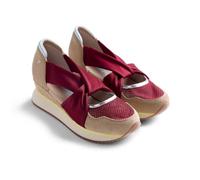 Gioseppo SAGAY - Sandalias Deportivas Abiertas de Piel Serraje con Rejilla, Cuña Forrada, Detalle Metalizado, Tiras de Sujeción y Suela Flexible, Color Burdeos, Talla 41