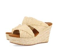 GIOSEPPO Sandalias Altas DE CUÑA Color Cuero Estilo Mule con Rafia para Mujer FRAZZANO