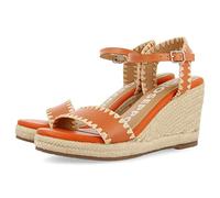 GIOSEPPO Sandalias de Piel Color Naranja con Pespuntes y cuña de Yute para Mujer neiva