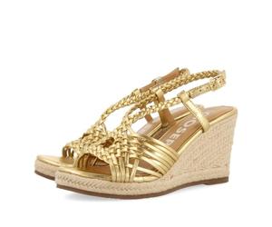 GIOSEPPO Sandalias Doradas DE Piel con Tiras Y CUÑA Alta DE Yute para Mujer Glide
