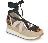 Zapatillas Abiertas Piel Leopardo Y CUÑA Rafia Ludlow
