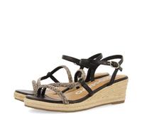 GIOSEPPO Sandalias Negras con Tiras con Cristales Multicolor Y CUÑA DE Yute para Mujer Catania