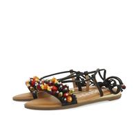 GIOSEPPO Sandalias Negras DE Piel con Adornos Multicolor Y Tiras para Mujer KLOS