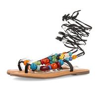 GIOSEPPO Sandalias challex – piel negra con detalle de cuentas multicolor para mujer
