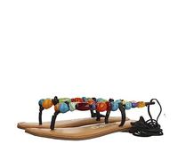 GIOSEPPO Sandalias challex – piel negra con detalle de cuentas multicolor para mujer
