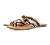 GIOSEPPO Sandalias Negras de Piel con pasados de Rafia para Mujer Goias