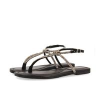 GIOSEPPO Sandalias Negras DE Piel con Tiras con PEDRERÍA para Mujer Burnt