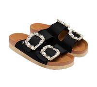 GIOSEPPO Sandalias Negras Estilo Bio con Adorno Joya para Mujer ADERKLAA