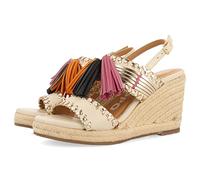 GIOSEPPO Sandalias Off-White con Detalle de pedrería étnica y cuña de Yute para Mujer silvania
