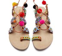 GIOSEPPO Sandalias Piel Abalorios Y Pompones Dyani