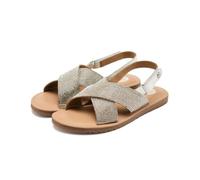GIOSEPPO| Sandalias planas de piel con glitter ALNA| Plantilla acolchada| Cierre hebilla mujer||Plata|Talla 36