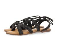 GIOSEPPO Sandalias Planas de Piel Negras Trenzadas con Cordones para Mujer darney