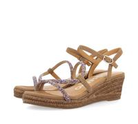 GIOSEPPO Sandalias Taupe con Tiras con Cristales Multicolor Y CUÑA DE Yute para Mujer TRESCO