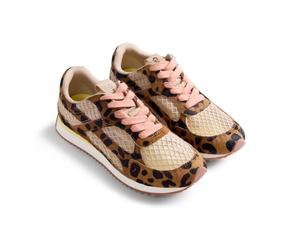 Gioseppo Seekonk - Zapatillas Deportivas con Rejilla Superpuesta, Piel Tipo Pelo, Plantilla Acolchada y Suela Flexible de TPR, Estampado de Leopardo, Talla 35