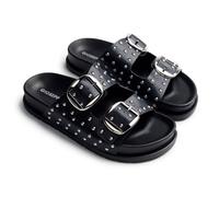Gioseppo SHOREHAM - Sandalias con Hebillas y Detalle de Tachas para Mujer, Diseño Bio con Plataforma y Comodidad Ergonómica, Color Negro, Talla 36