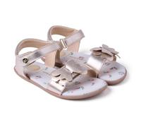 Gioseppo SLITE - Sandalias de Piel con Detalle de Mariposa, Planta Estampada y Cierre Ajustable en Tobillo, Suela Flexible de TPR, Ideal para el Uso Diario, Color Oro, Talla 31
