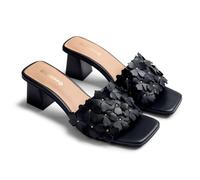 Gioseppo TANGUB - Sandalias Tipo Mules de Piel Trenzada a Mano para Mujer, Tacón Escultural de Madera, Comodidad y Estilo, Color Negro, Talla 39