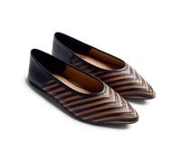 Gioseppo TARINE - Bailarinas Bicolor de Piel con Patrón de Rayas para Mujer, Mules Destalonadas, Suela Flexible de TPR, Color Cuero, Talla 41