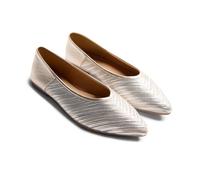 Gioseppo TARINE - Bailarinas Bicolor de Piel con Patrón de Rayas para Mujer, Mules Destalonadas, Suela Flexible de TPR, Color Platino, Talla 39