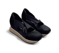 Gioseppo TUHELJ - Sandalias Deportivas Abiertas de Piel con Rejilla, Cuña Forrada, Tiras de Sujeción, Plantilla Acolchada, Certificación Global Recycled Standard, Color Negro, Talla 40