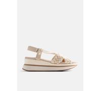 Gioseppo UGUNJA - Sandalias Deportivas con Bordado Bicolor y Cuña Estilo Rafia para Mujer, Comodidad y Diseño Funcional, Suela Flexible, Color Off-White, Talla 39