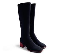 GIOSEPPO - WAJIR, Botas con caña tipo calcetín estástica altura media. Forro de textil, tacón y piso acharolado y plantilla de piel, altura tacón 5 cm. Color Negro. Talla 38