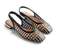 GIOSEPPO Wendell - Bailarinas de Piel Trenzada Bicolor con Tacón Metalizado, Parte Trasera Plegable, Suela Flexible de Caucho, Color Negro, Talla 40