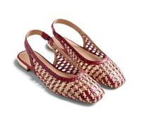 GIOSEPPO Wendell - Bailarinas de Piel Trenzada Bicolor con Tacón Metalizado, Parte Trasera Plegable, Suela Flexible de Caucho, Color Rojo, Talla 41