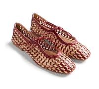 Gioseppo Worden - Bailarinas de Piel Trenzada Bicolor con Tacón Metalizado, Parte Trasera Plegable, Suela Flexible de Caucho, Color Rojo, Talla 40