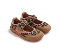 GIOSEPPO Zapatilla Barefoot niña de piel con estampada Leopardo. Sistema topper.Cierre ajustable.Garantiza pisada natural. Plantilla extraíble.Suela fina, flexible y ligera. Puntera amplia. Drop cero.