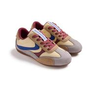 GIOSEPPO Zapatillas Niño Piel Color Beig con Mix de Texturas y Contraste de Colores. Cierre con Cordones. Cuenta con una Plantilla Acolchada, extraíble y Transpirable. Piso Flexible.