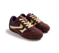 GIOSEPPO Zapatillas Niño Piel Color Chocolate con Mix de Texturas y Contraste de Colores. Cierre con Cordones. Cuenta con una Plantilla Acolchada, extraíble y Transpirable. Piso Flexible.