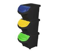 GIO'STYLE Juego de 3 cubos de basura Eco Solution | 3 x 26 l | aptos para recogida selectiva | Componible y modular
