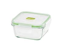 GIO'STYLE Línea 2 en 1 - Recipiente de cristal para alimentos, cuadrado, fabricado en Italia, apto para frigorífico, congelador, microondas, 0,38 l, transparente, 12 x 12 x 6,2 cm, 1 unidad