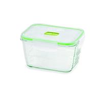 GIO'STYLE Recipiente para alimentos de cristal - 0,8 l alto - Cierre hermético - Rectangular - Fabricado en Italia - Apto para frigorífico, congelador, microondas - Línea 2 en 1 Cristal