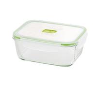 GIO'STYLE Recipiente para alimentos de cristal - 1,5 l - Cierre hermético - Rectangular - Fabricado en Italia - Apto para frigorífico, congelador, microondas - Línea 2 en 1 Cristal