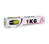 GIO'STYLE Rollo de aluminio alimentario, 1 kg/80 m, grosor aumentado, resistente al calor y a las heladas, fabricado en Italia