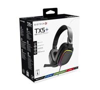 Gioteck TX5+ - Auriculares RGB con Cable para PS5, Xbox Series S|X, PC, móvil, Lighting RGB, diseño Plano, cancelación pasiva de Ruido, Conector de 3,5 mm