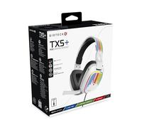 Gioteck TX5+ RGB - Auriculares con cable compatibles con Switch, PS5, Xbox Series S, X, PC, móvil, iluminación RGB, diseño plano, cancelación de ruido pasiva, conector de 3,5 mm (crayones - blanco)
