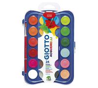 GIOTTO Aquarelli, Acuarelas, con 1 pincel incluido, diámetro pastilla 30mm, Colores Surtidos, 24 uds.