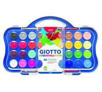 GIOTTO Aquerelli, Acuarelas, con 2 pinceles incluidos, diámetro pastilla 23mm, Colores Surtidos, 36 unidades