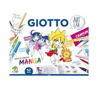 GIOTTO Art Lab, Set Creativo How To Create Manga con Papel, Rotuladores Pincel, Rotuladores de Fibra Skin Tones y accesorios, 50 piezas