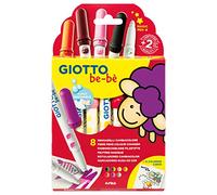 GIOTTO be-bè Rotuladores de fibra súper lavables cambiacolor, punta maxi, 5 mm, estuche 8 unidades y 12 tarjetas para colorear