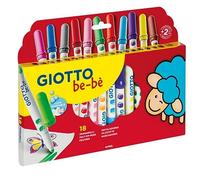 Giotto be-bè Súper Rotuladores de fibra Súper lavables, punta maxi, 5mm, colores surtidos, 18 unidades