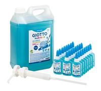 Giotto Blue Glue, Pegamento azul transparente, Depósito de plástico con 24 frascos pequeños, 5kg