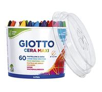 GIOTTO Cera Maxi, Súper Lavables, Diámetro 11.5mm, Bote de Bio Plástico, 5x12 Colores Surtidos, 60 unidades