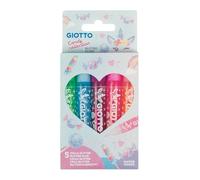 GIOTTO Cola Glitter Candy Collection, Cola Glitter para Decoración, Caja R-PET, Colores surtidos, 5 unidades